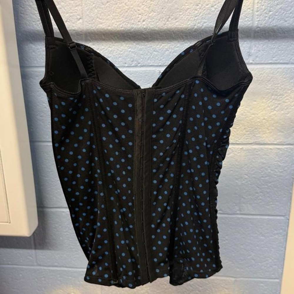 Victoria's Secret black with blue polka dot corset top - Picture 2 of 8